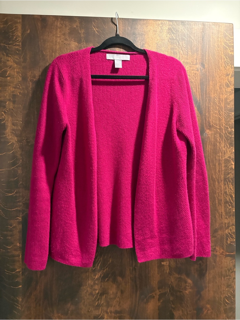 Women's Open-Front Fuchsia cashmere Cardigan